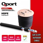 QPORT 500M MAKARALI OUTDOOR 23AWG 0,58 MM SİYAH CAT6 UTP PE KABLO (Q-CATO11)